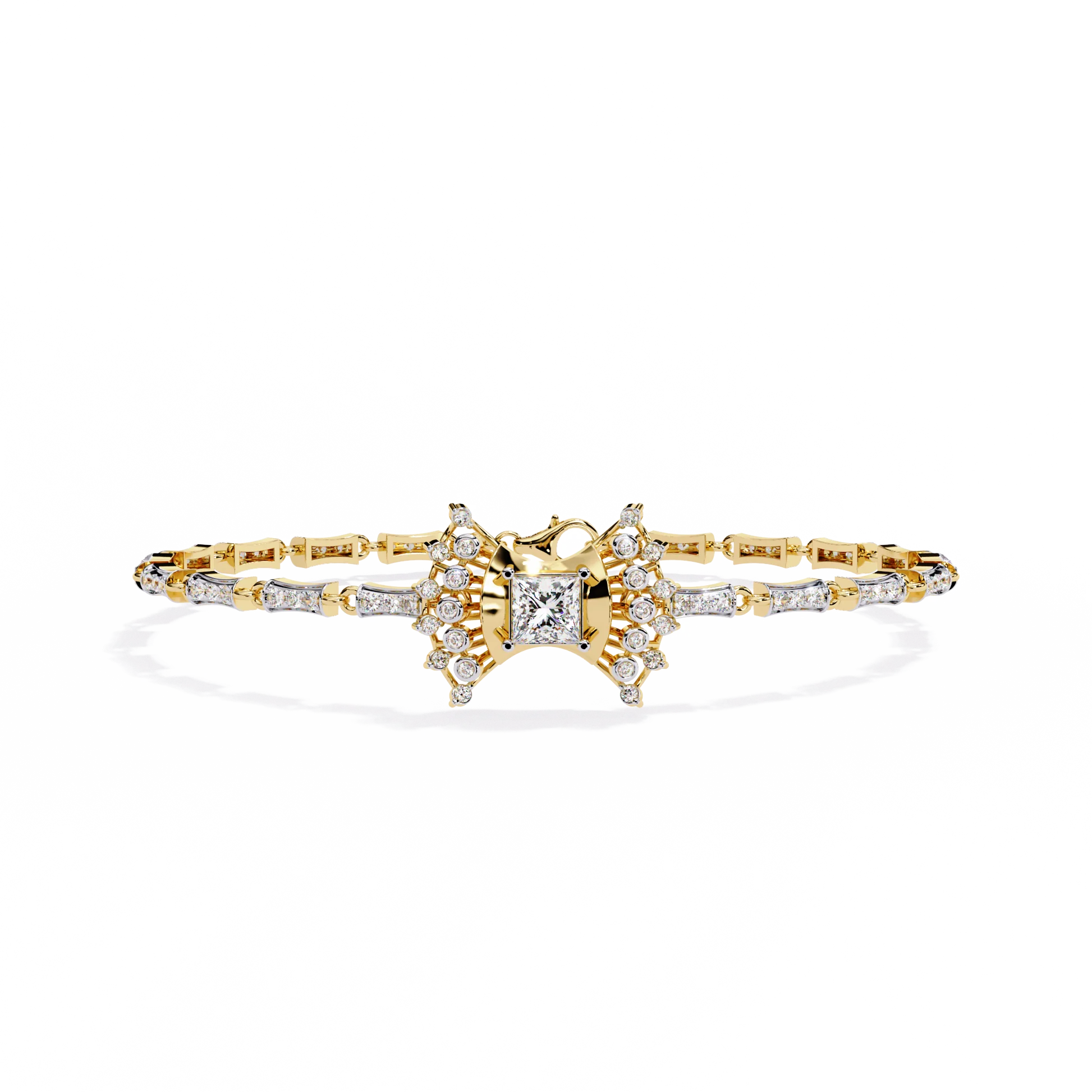 Celestial Princess-Cut Diamond Statement Bracelet