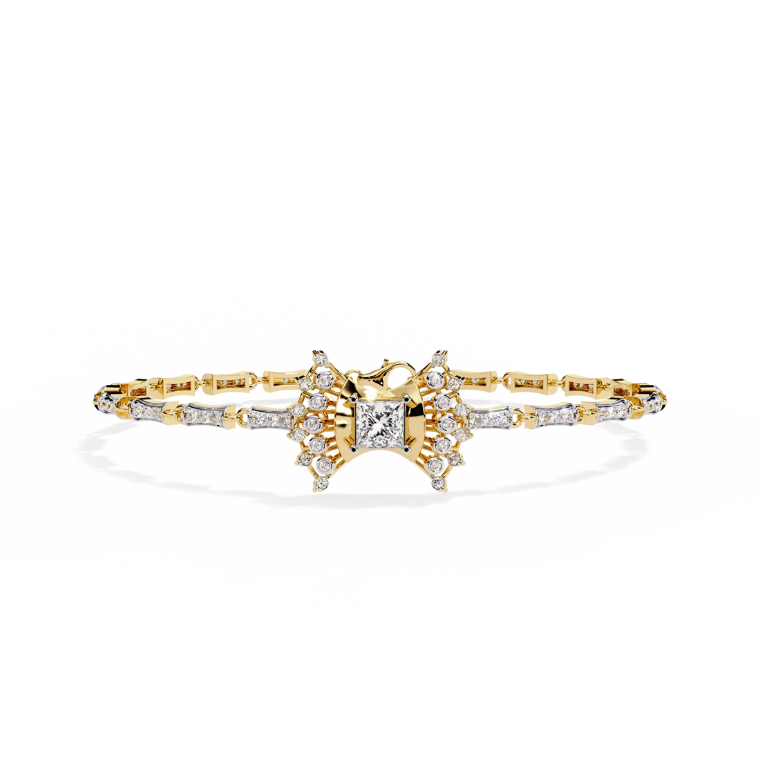 Celestial Princess-Cut Diamond Statement Bracelet