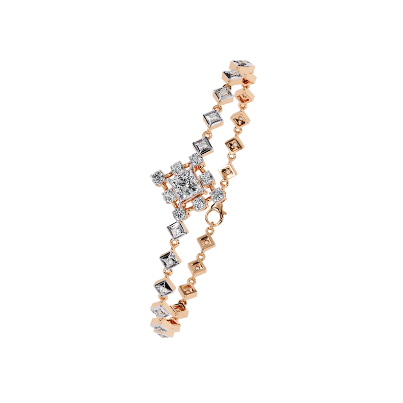 Luxury Two-Tone Princess Cut Diamond Bracelet