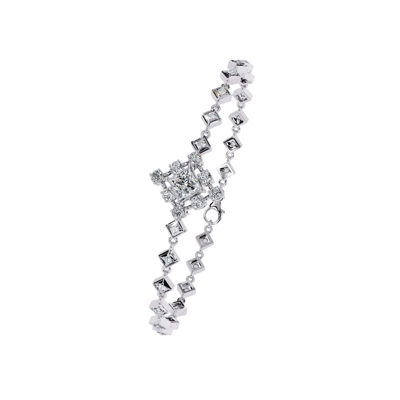 Luxury Two-Tone Princess Cut Diamond Bracelet