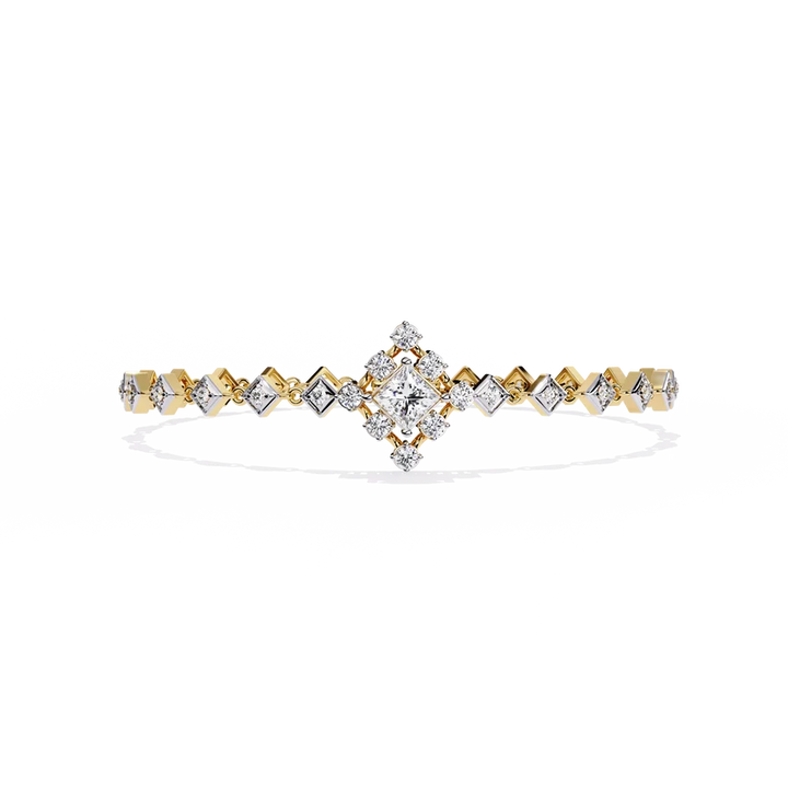 Luxury Two-Tone Princess Cut Diamond Bracelet