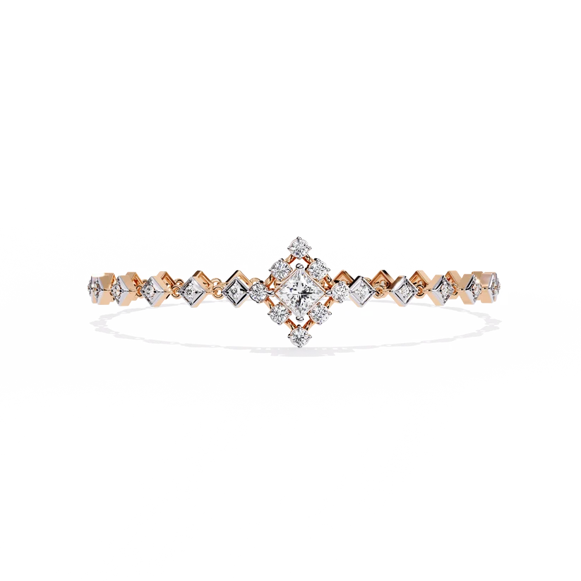 Luxury Two-Tone Princess Cut Diamond Bracelet