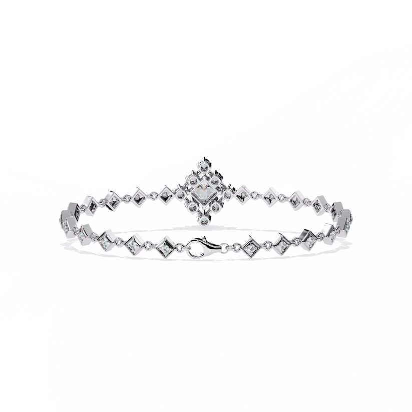 Luxury Two-Tone Princess Cut Diamond Bracelet