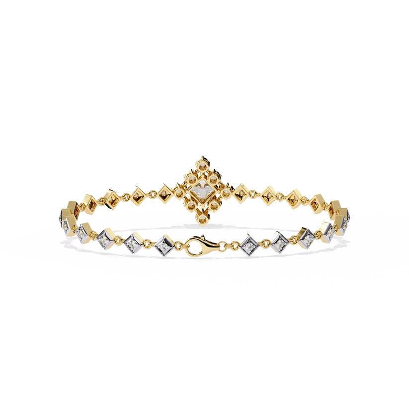 Luxury Two-Tone Princess Cut Diamond Bracelet