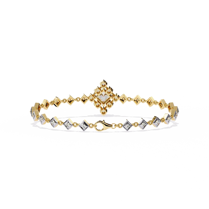 Luxury Two-Tone Princess Cut Diamond Bracelet