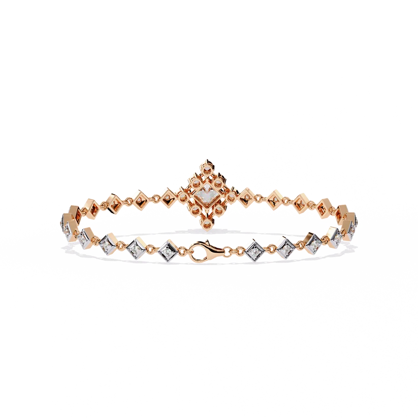 Luxury Two-Tone Princess Cut Diamond Bracelet