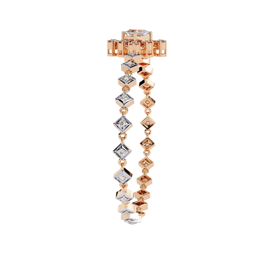 Luxury Two-Tone Princess Cut Diamond Bracelet