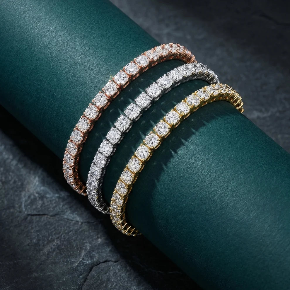 Four Prongs Cushion Diamond Tennis Bracelet