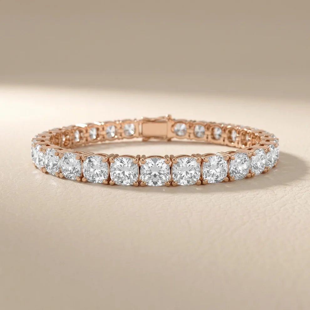 Four Prongs Cushion Diamond Tennis Bracelet