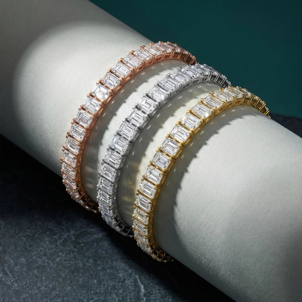 Four Prongs Emerald Diamond Tennis Bracelet