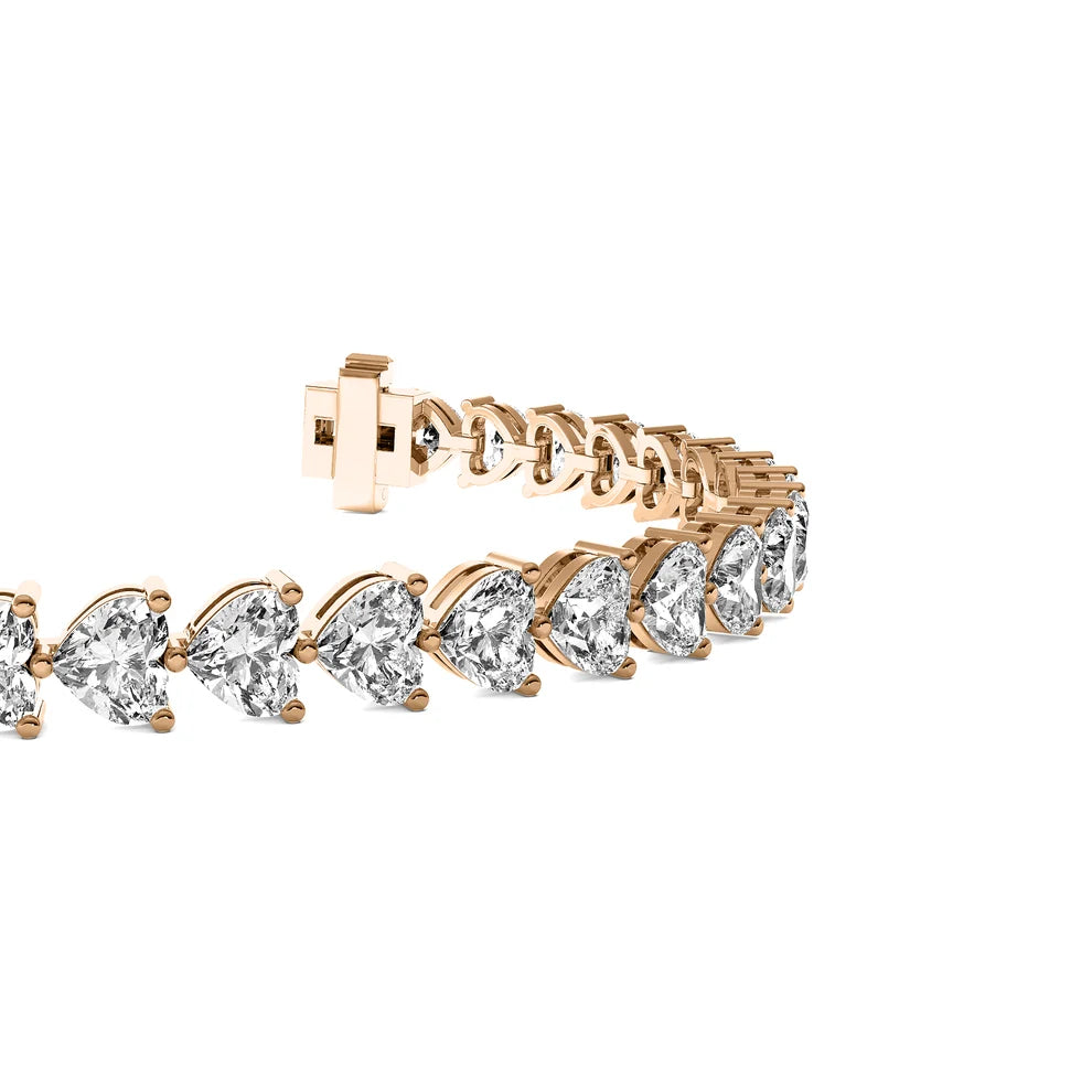 Four Prongs Heart Diamond Tennis Bracelet