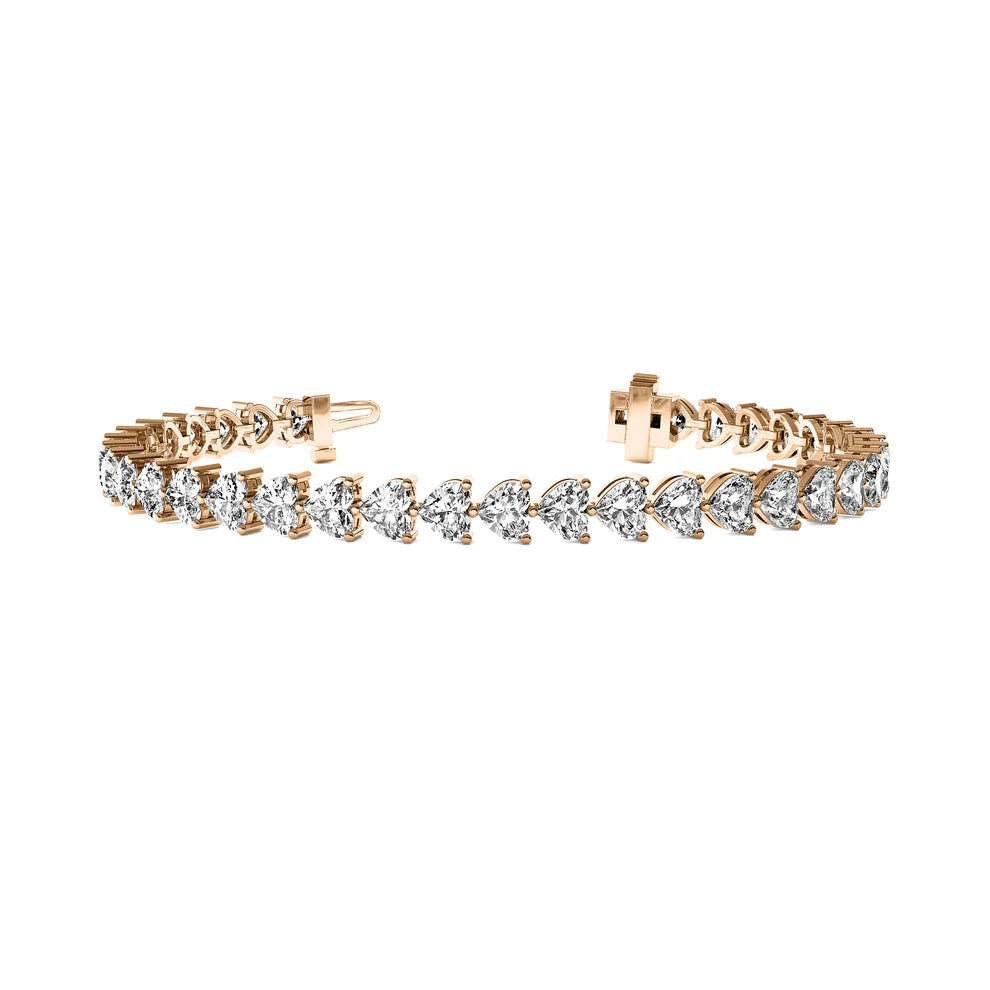 Four Prongs Heart Diamond Tennis Bracelet