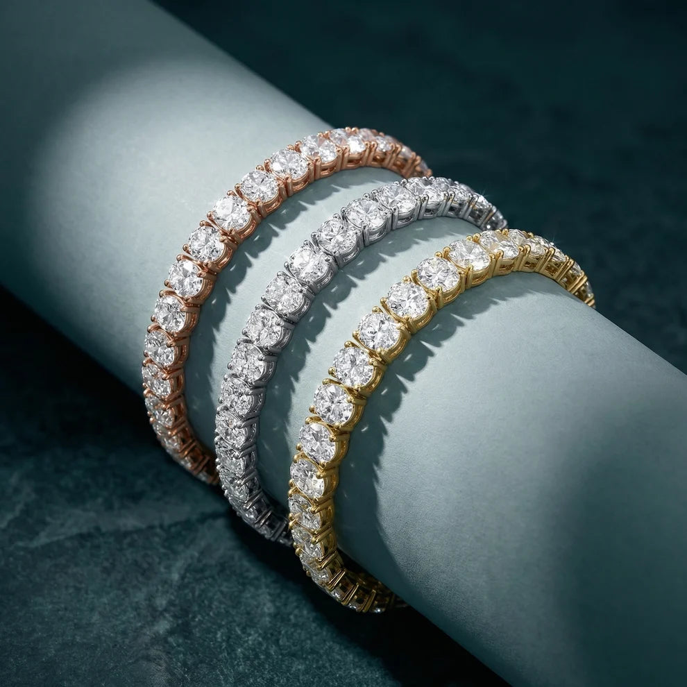 Four Prongs Oval Diamond Tennis Bracelet