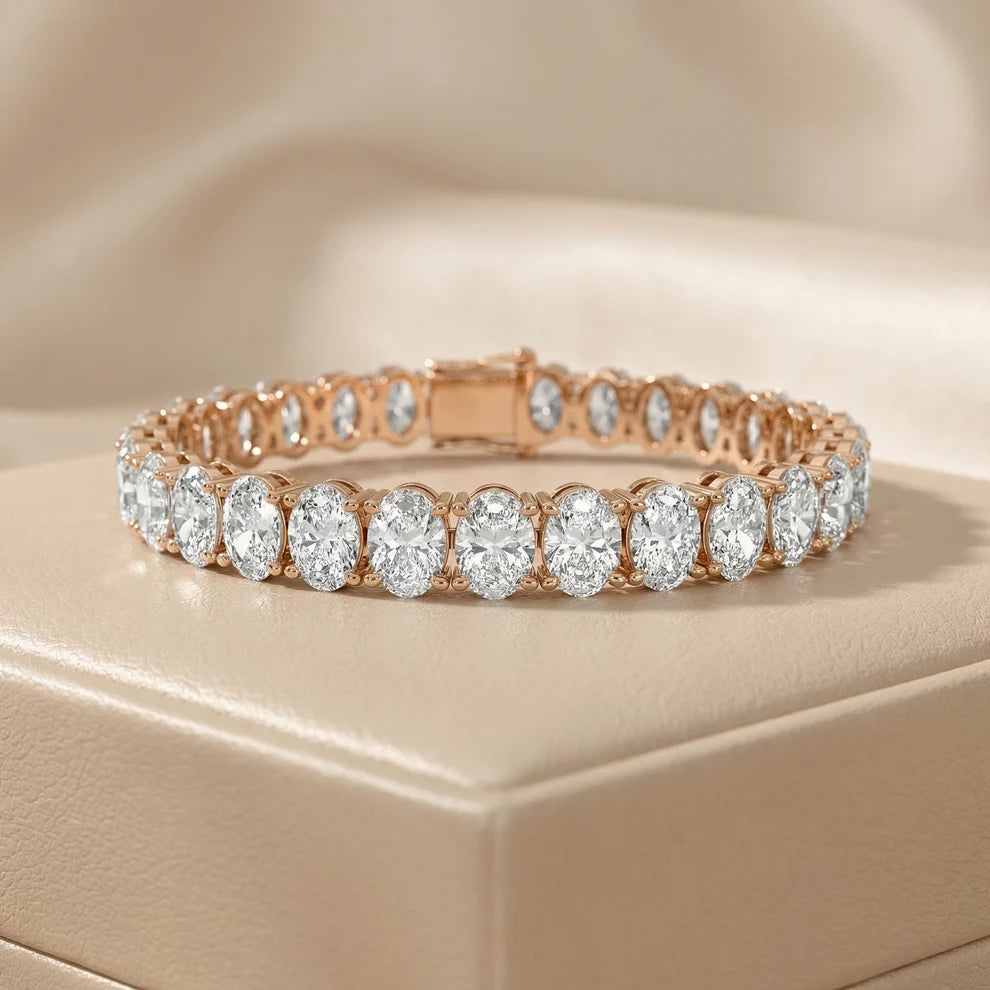 Four Prongs Oval Diamond Tennis Bracelet