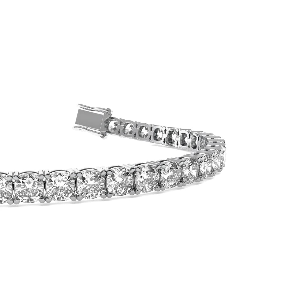Four Prongs Cushion Diamond Tennis Bracelet