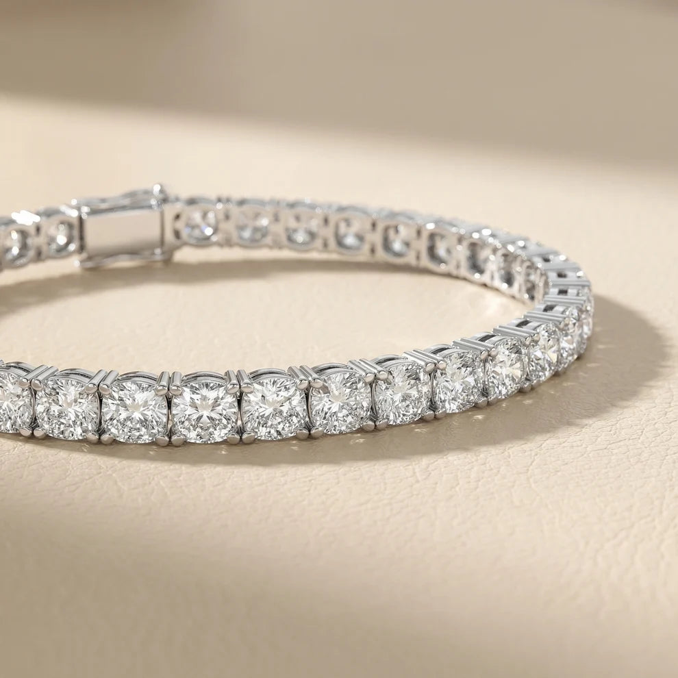 Four Prongs Cushion Diamond Tennis Bracelet