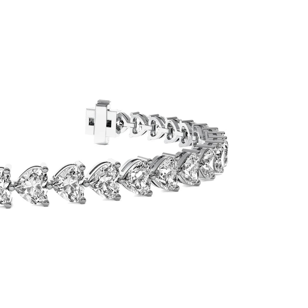 Four Prongs Heart Diamond Tennis Bracelet