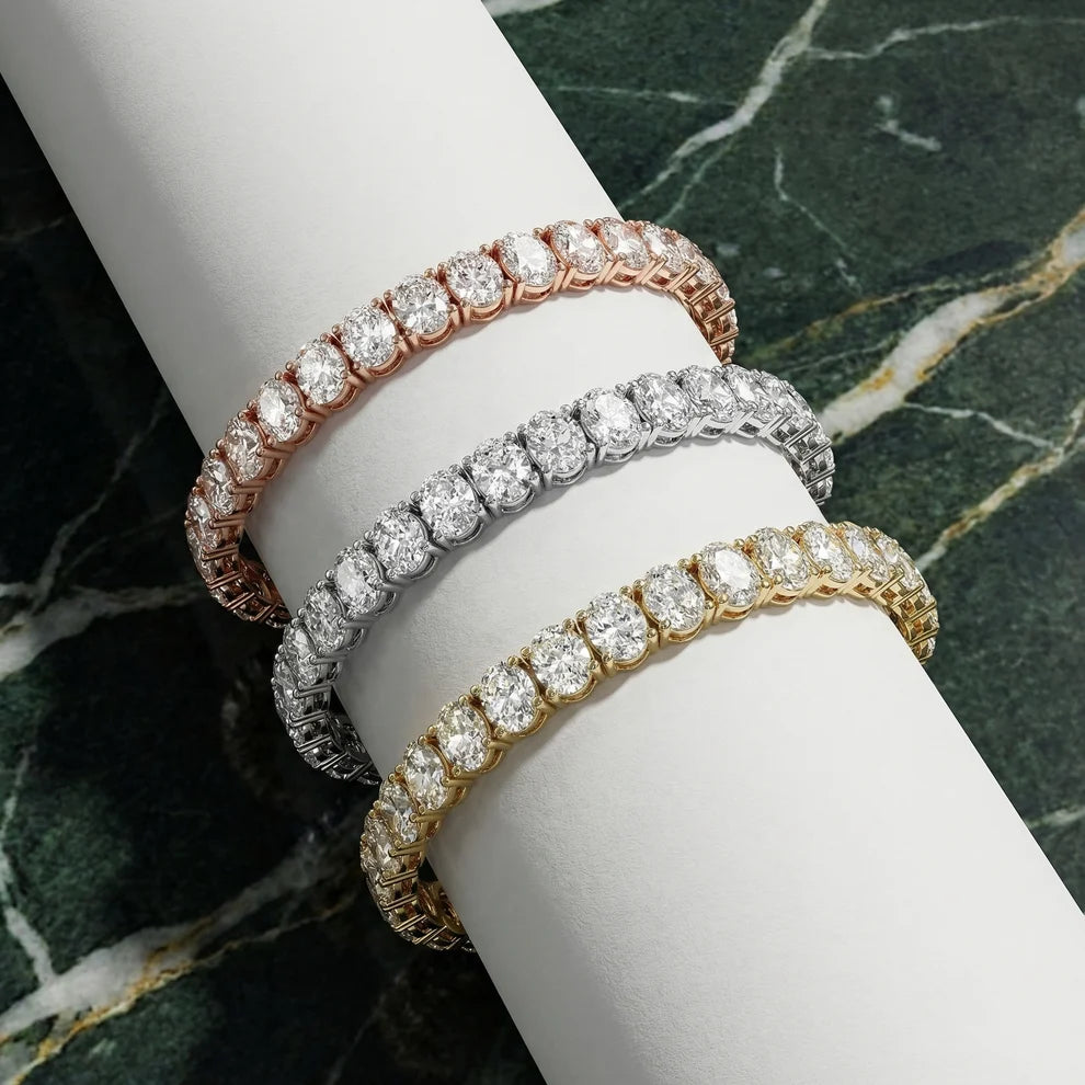 Four Prongs Oval Diamond Tennis Bracelet