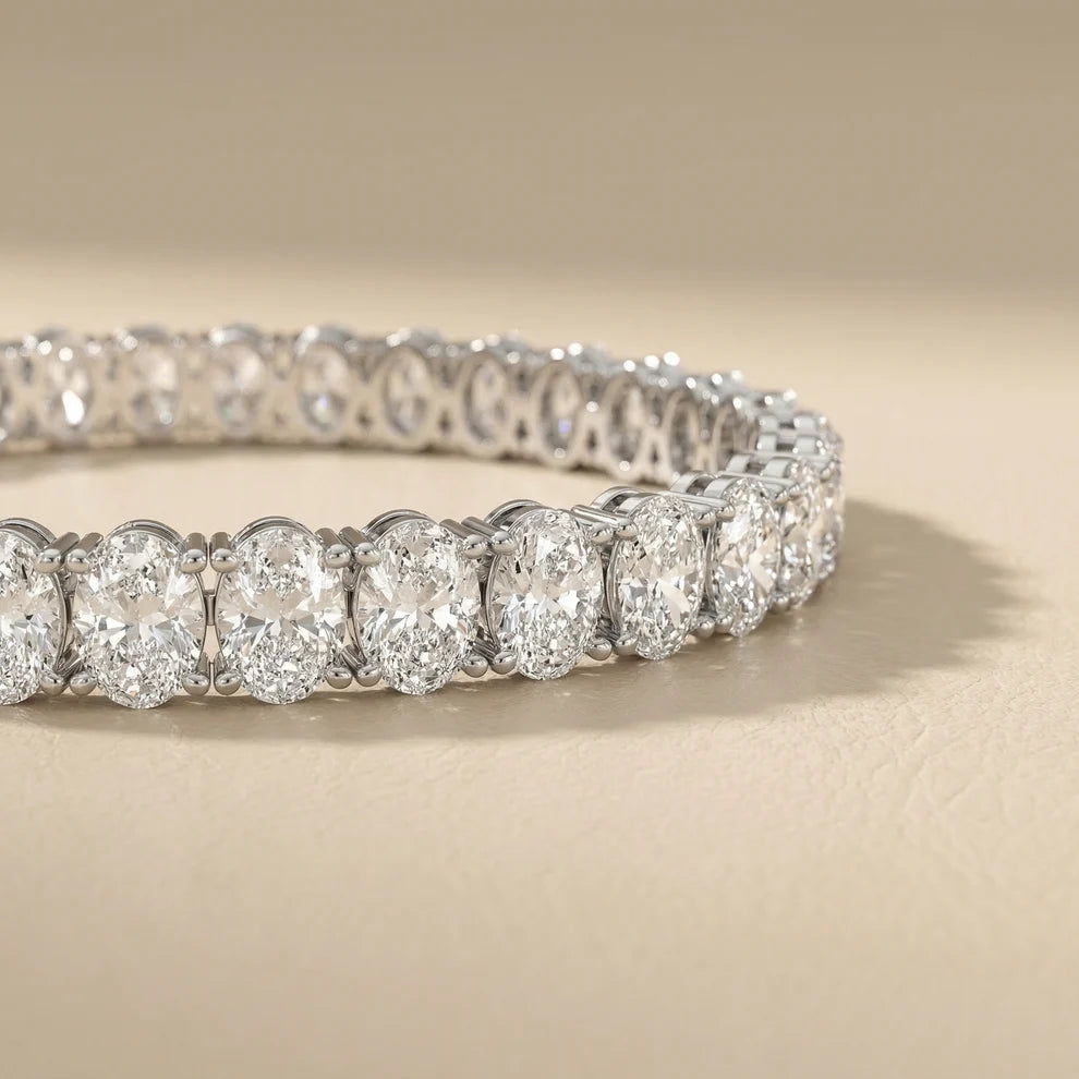 Four Prongs Oval Diamond Tennis Bracelet