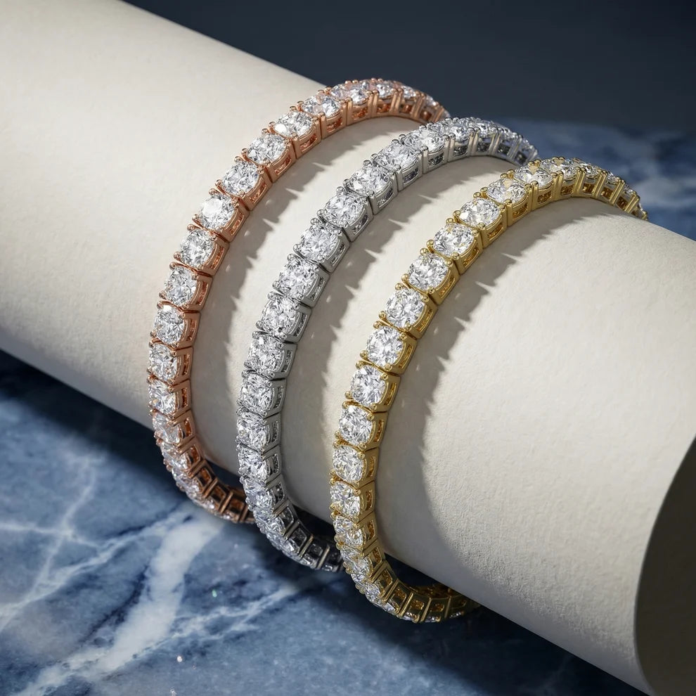 Four Prongs Cushion Diamond Tennis Bracelet