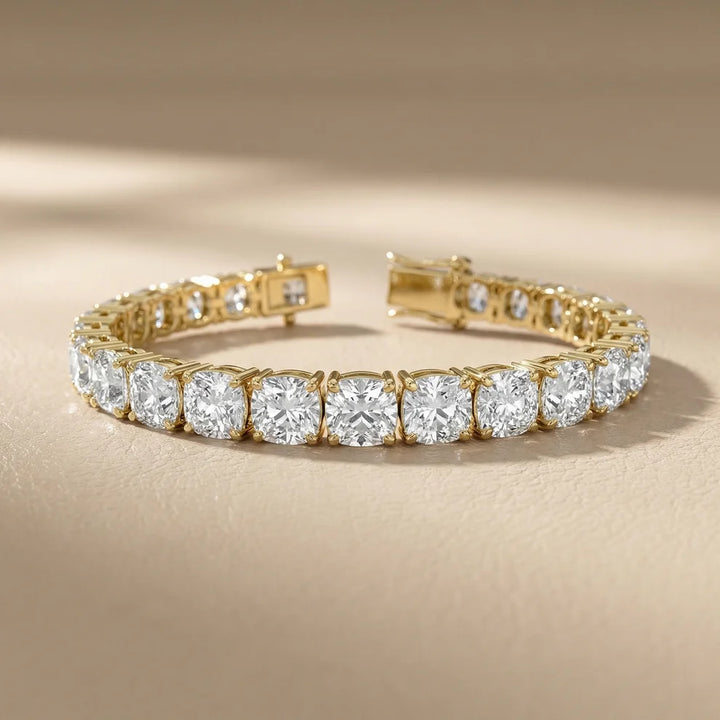 Four Prongs Cushion Diamond Tennis Bracelet
