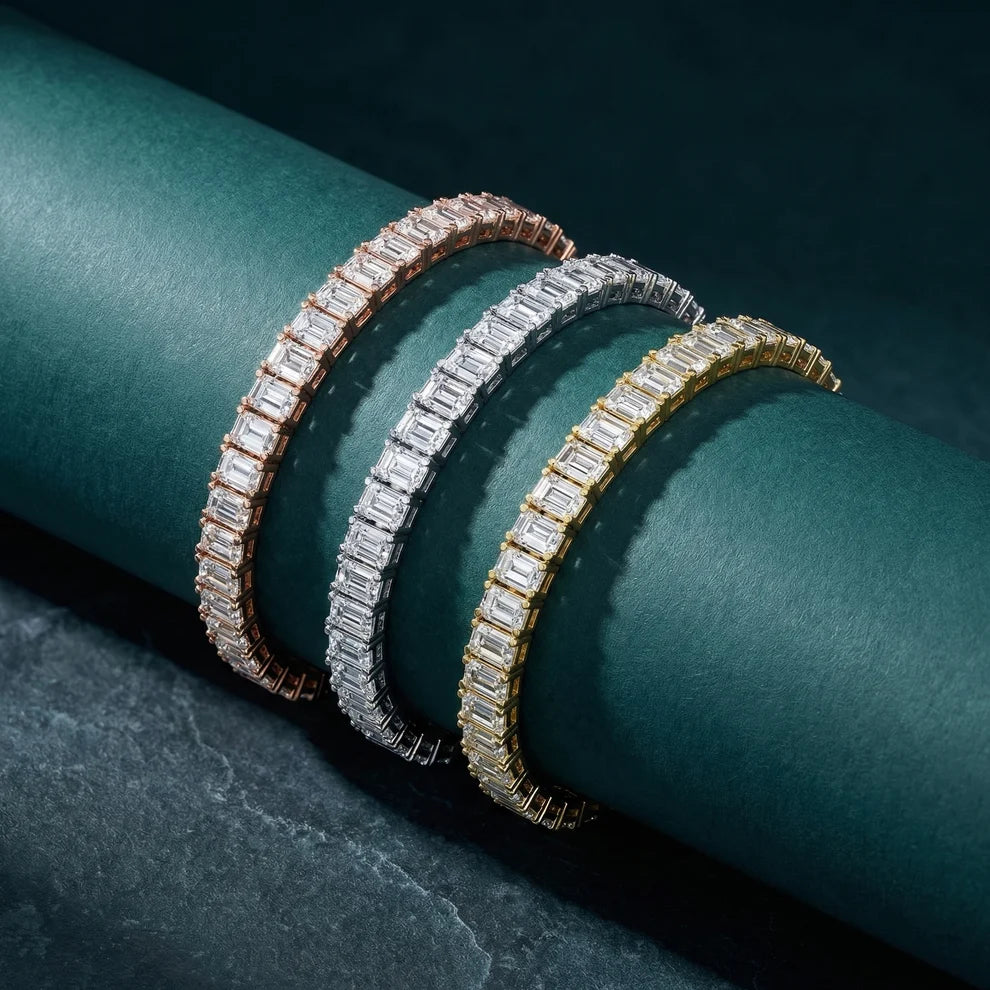 Four Prongs Emerald Diamond Tennis Bracelet