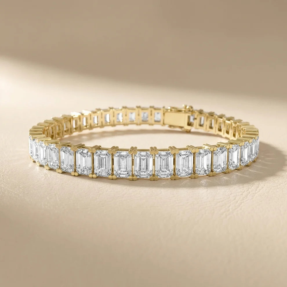 Four Prongs Emerald Diamond Tennis Bracelet