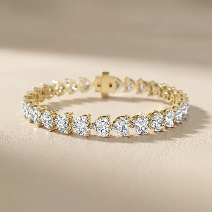 Four Prongs Heart Diamond Tennis Bracelet