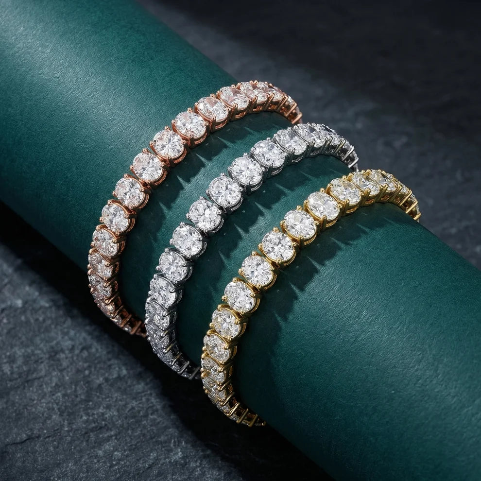 Four Prongs Oval Diamond Tennis Bracelet