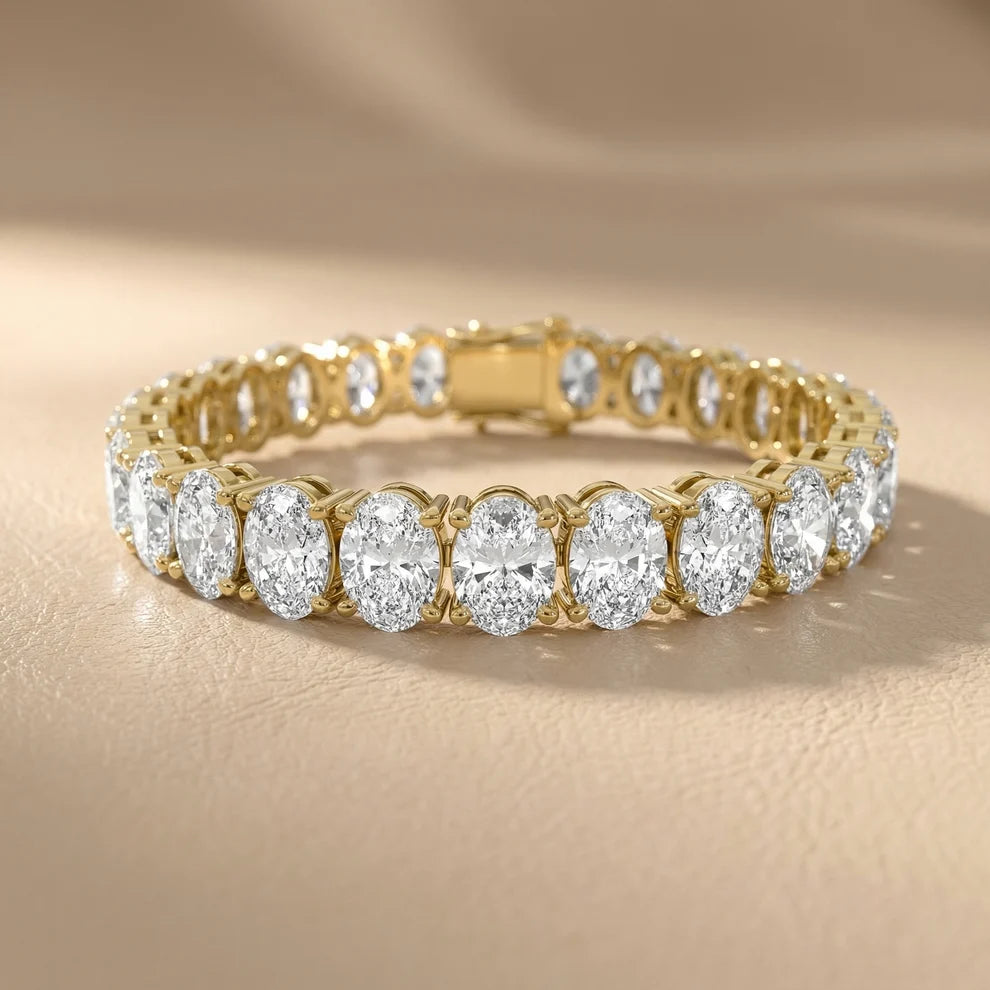 Four Prongs Oval Diamond Tennis Bracelet