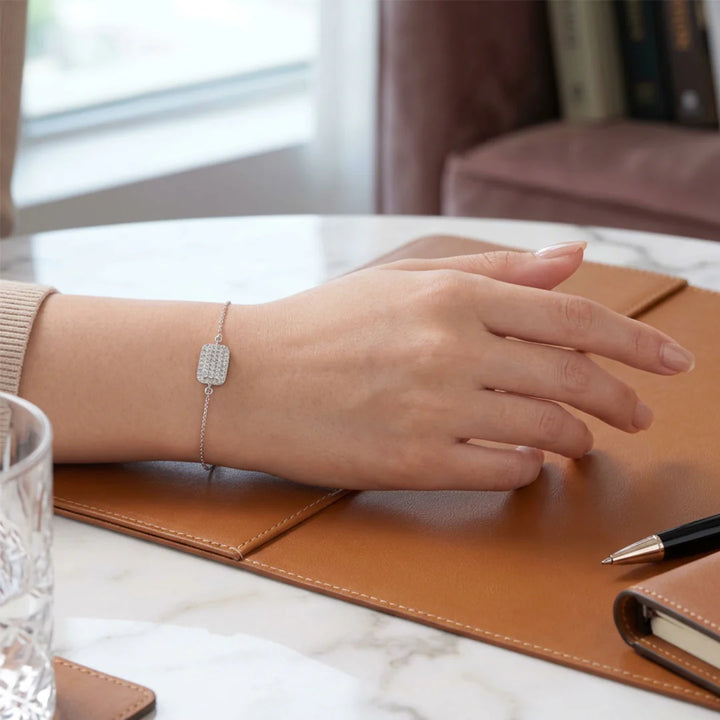Sparkle Grid Bracelet – Modern Shine Meets Minimal Elegance Made With Pure 925 Silver