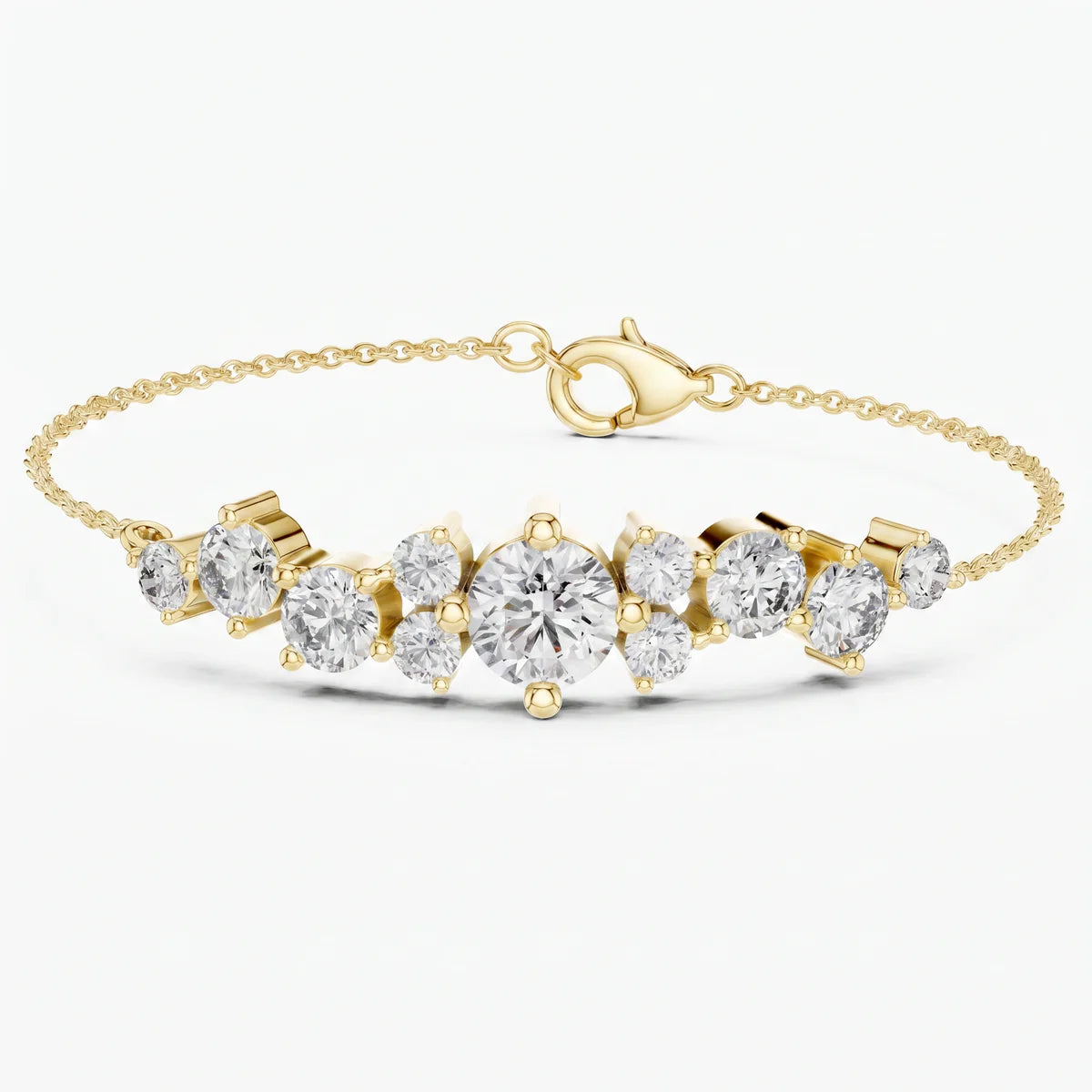 Round Brilliant Diamond Cluster Tennis Bracelet in 925 Sterling Silver