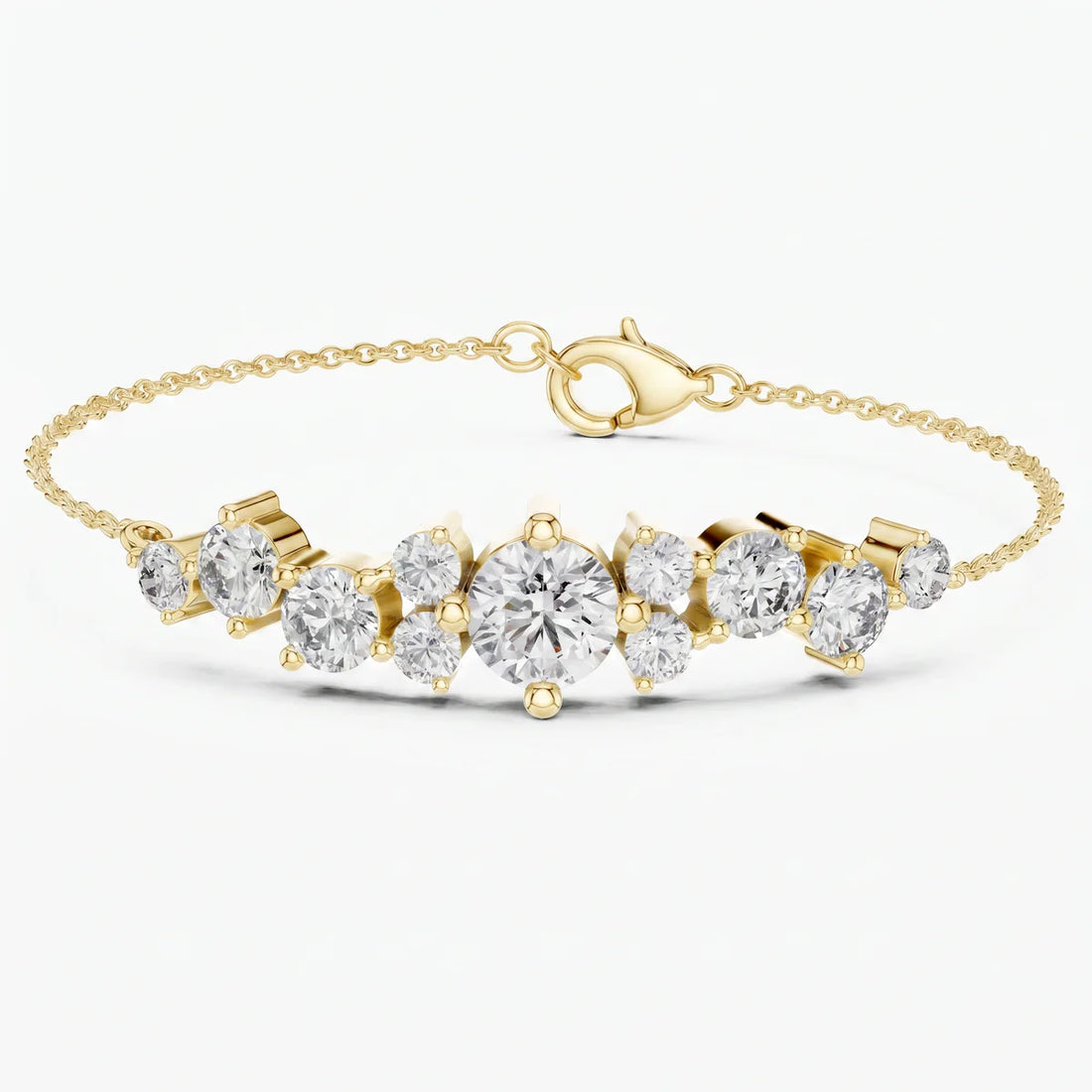 Round Brilliant Diamond Cluster Tennis Bracelet in 925 Sterling Silver