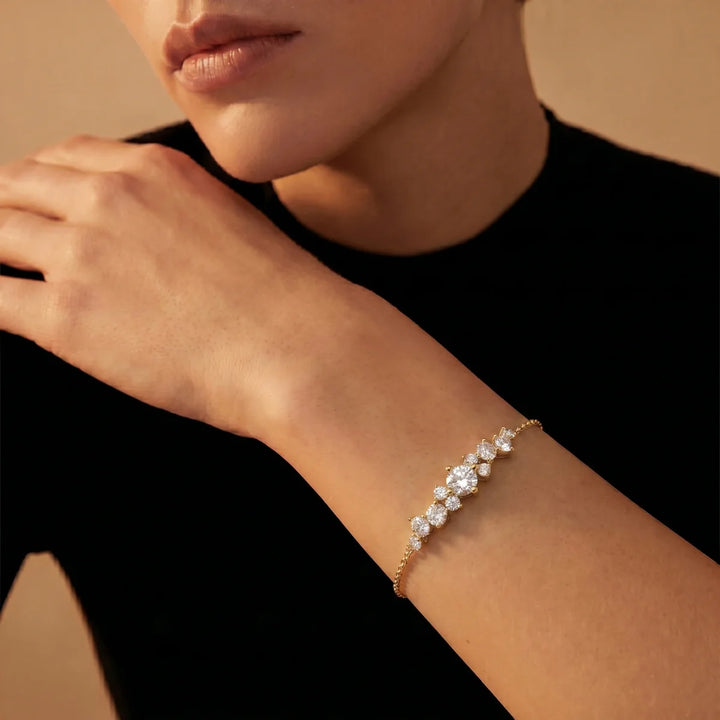Round Brilliant Diamond Cluster Tennis Bracelet in 925 Sterling Silver