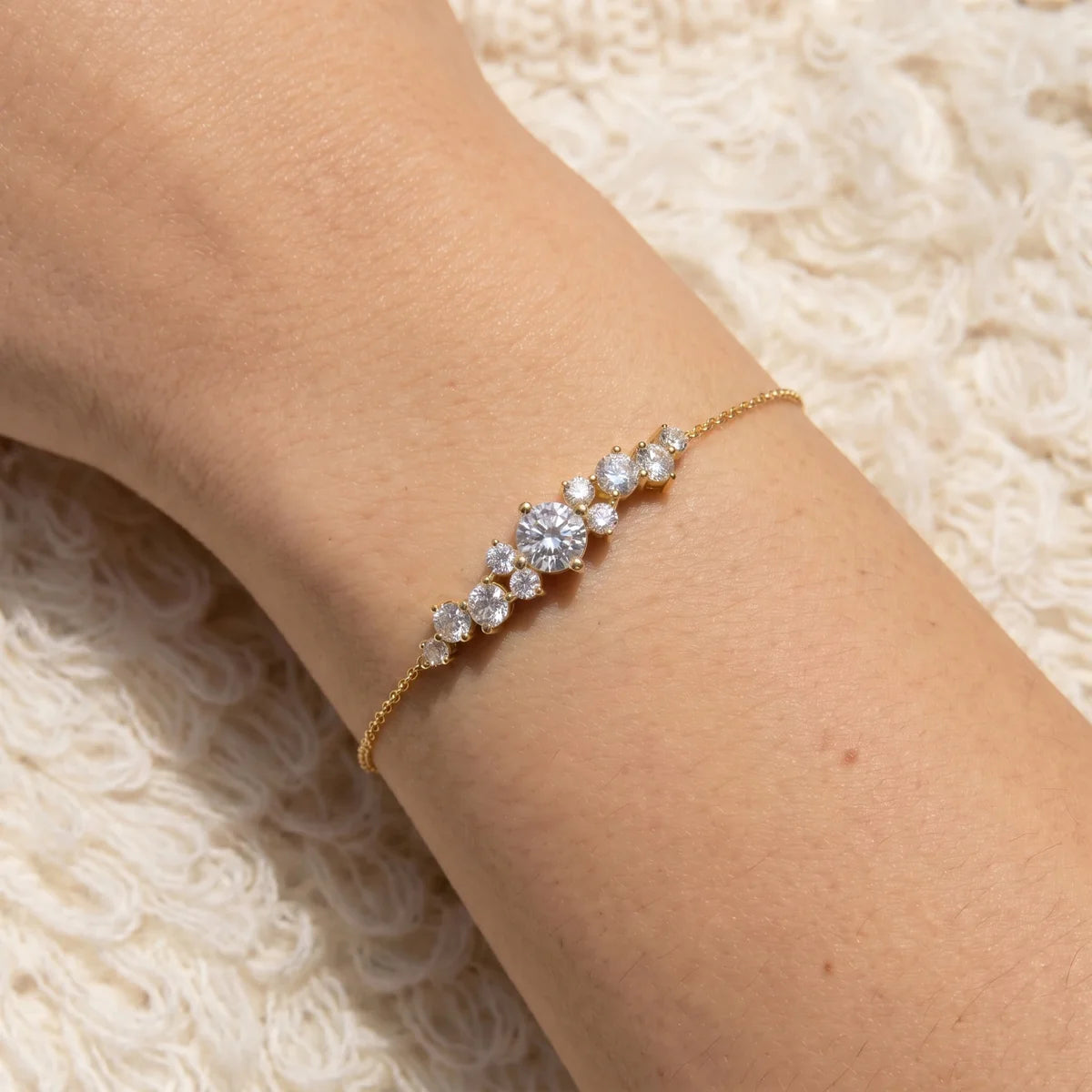 Round Brilliant Diamond Cluster Tennis Bracelet in 925 Sterling Silver