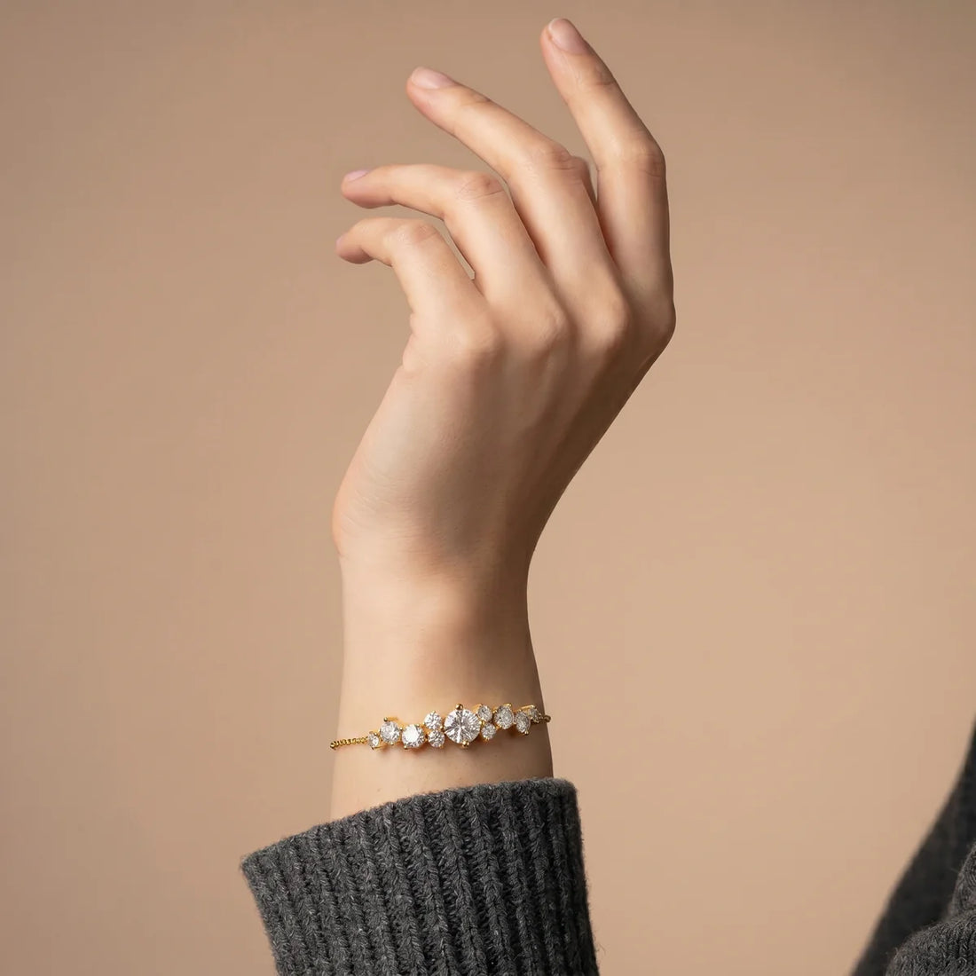 Round Brilliant Diamond Cluster Tennis Bracelet in 925 Sterling Silver