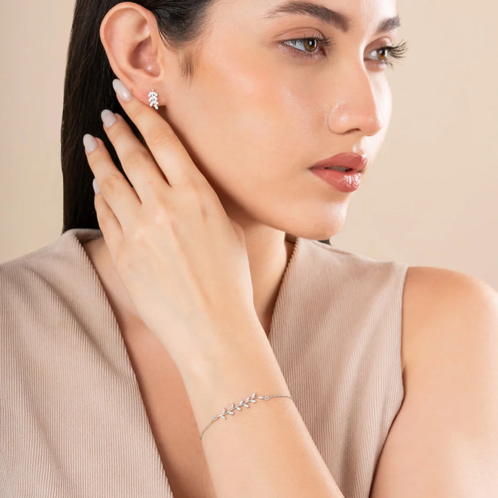Elegant Vine Diamond Bracelet – 925 Sterling Silver