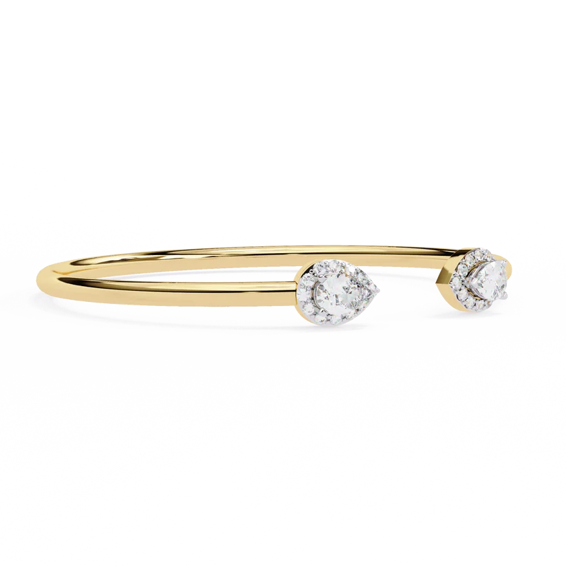 Pear & Round Diamond Open Bangle