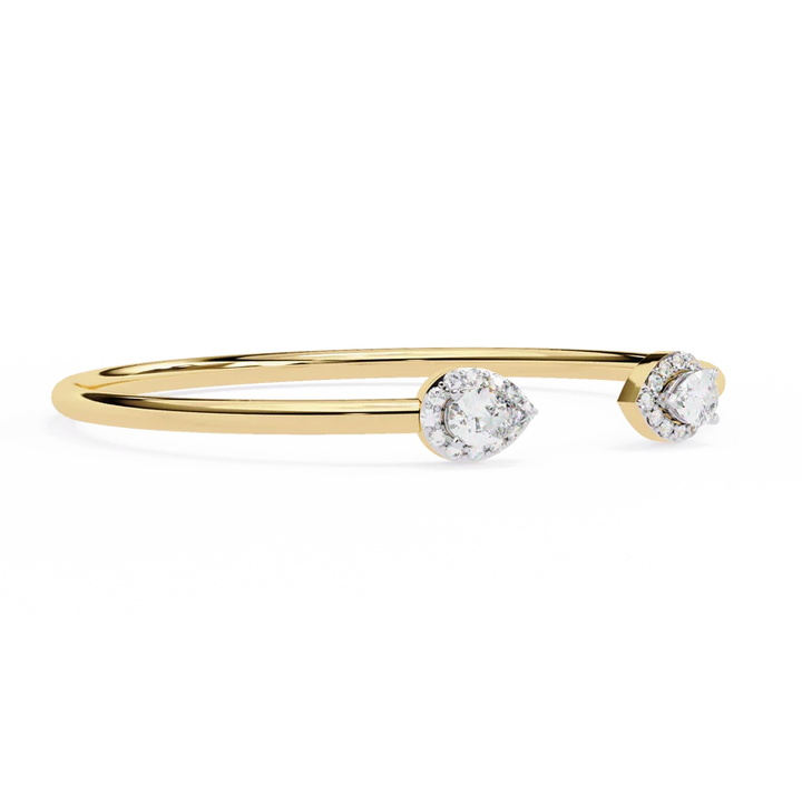 Pear & Round Diamond Open Bangle