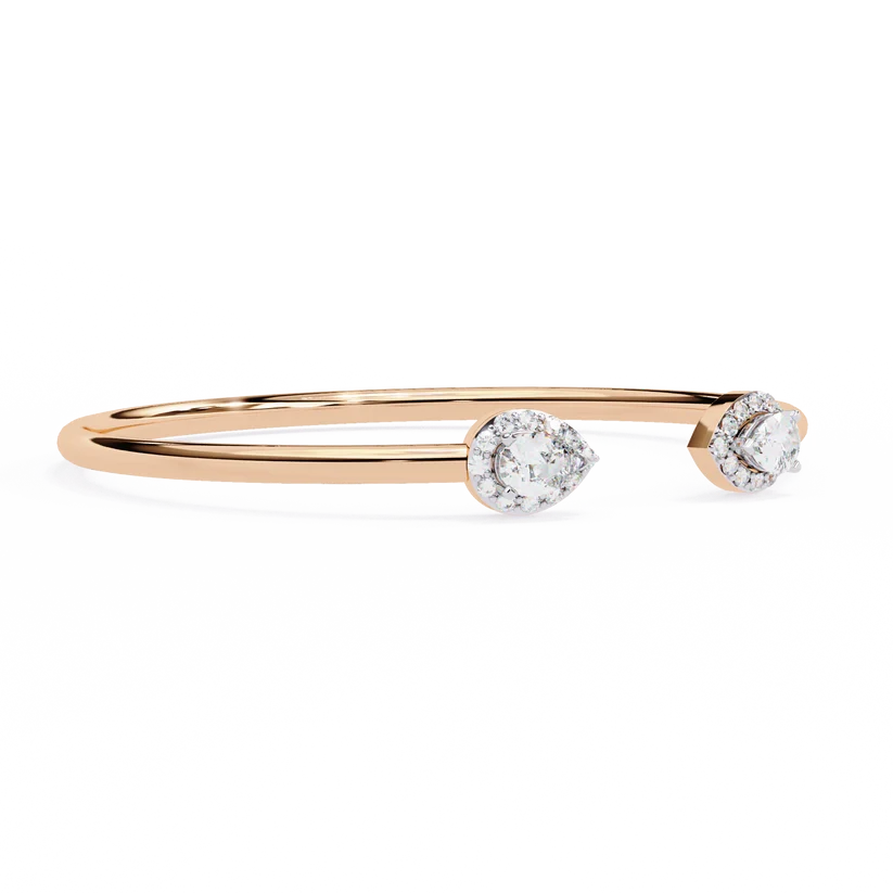 Pear & Round Diamond Open Bangle