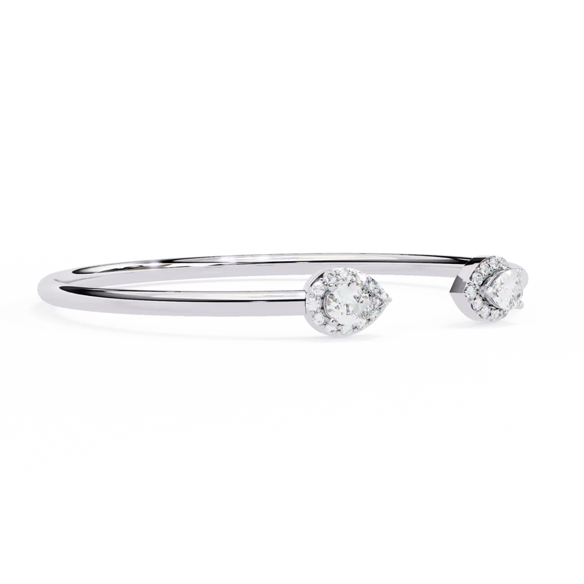 Pear & Round Diamond Open Bangle