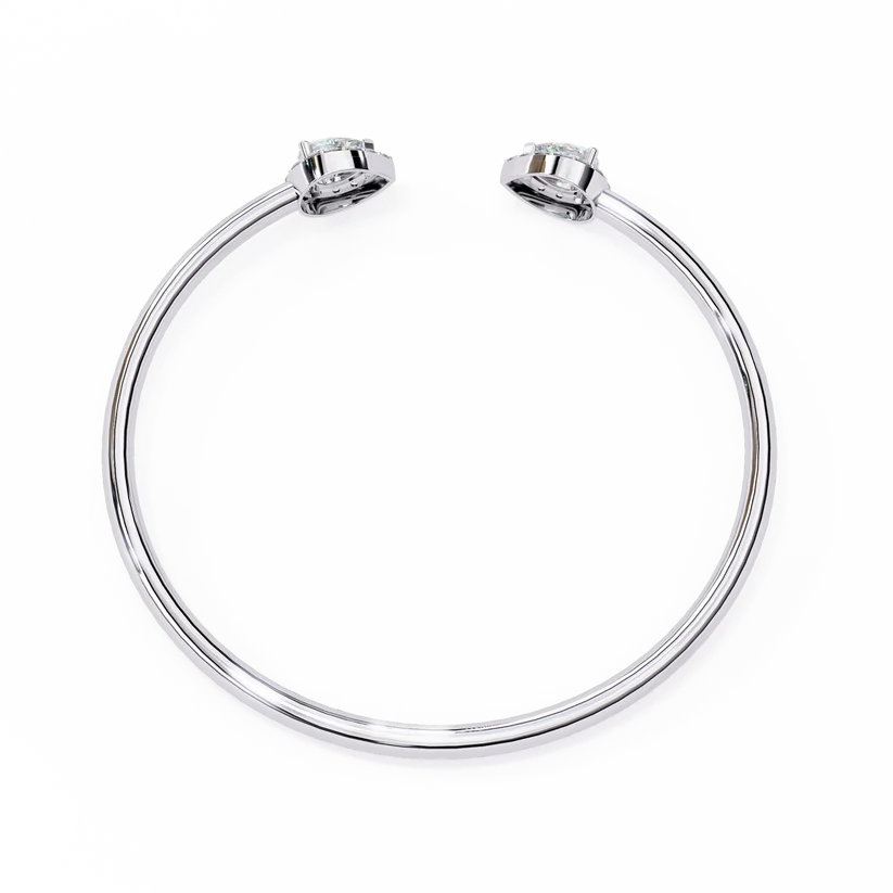 Pear & Round Diamond Open Bangle