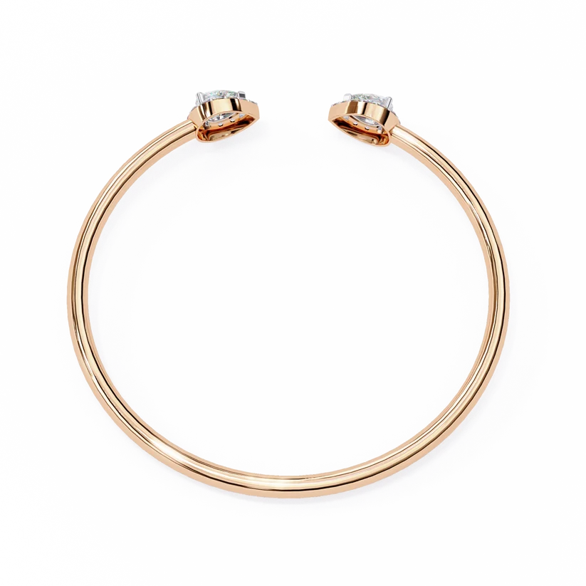 Pear & Round Diamond Open Bangle