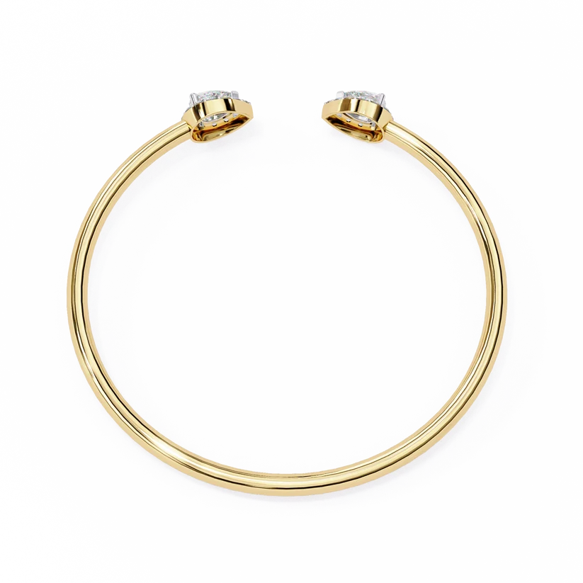 Pear & Round Diamond Open Bangle