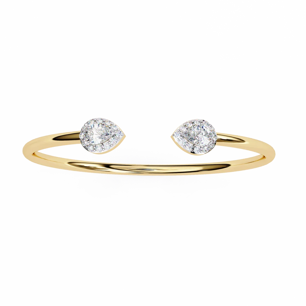 Pear & Round Diamond Open Bangle