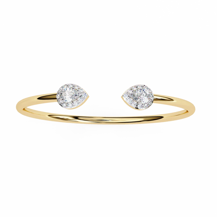 Pear & Round Diamond Open Bangle