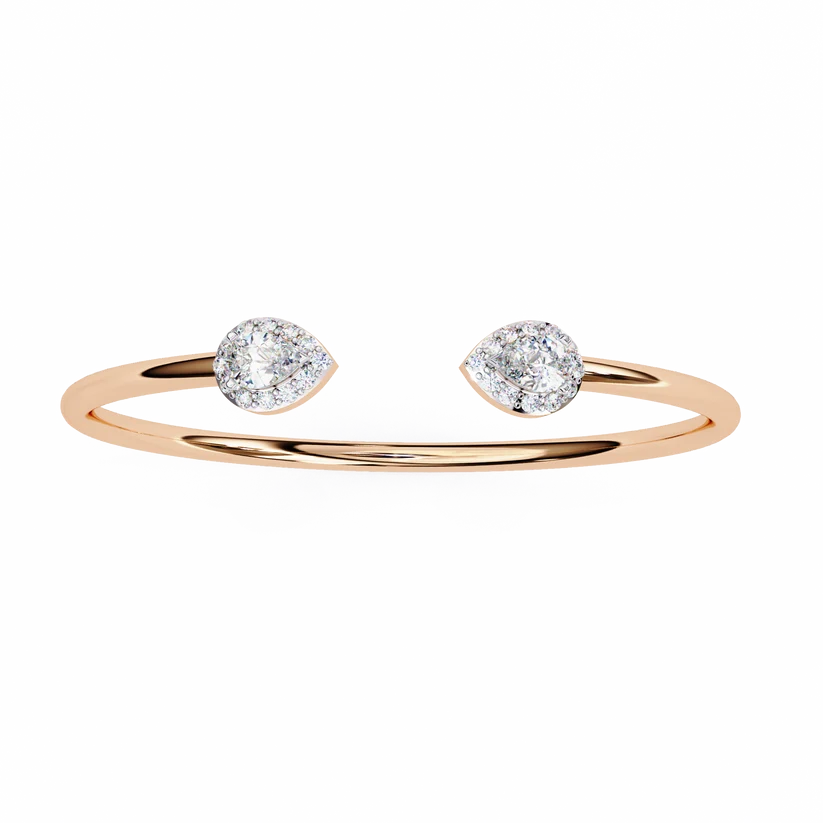 Pear & Round Diamond Open Bangle