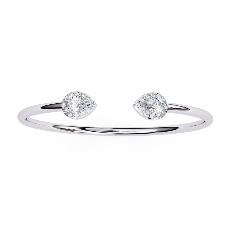 Pear & Round Diamond Open Bangle
