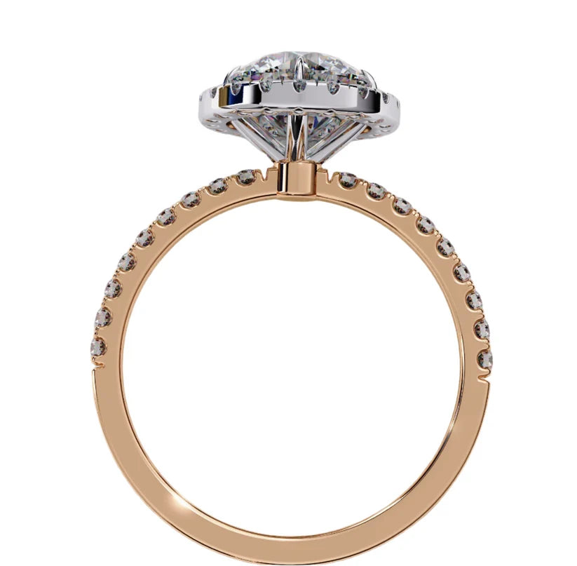 Gold Diamond Halo Engagement Ring for Women