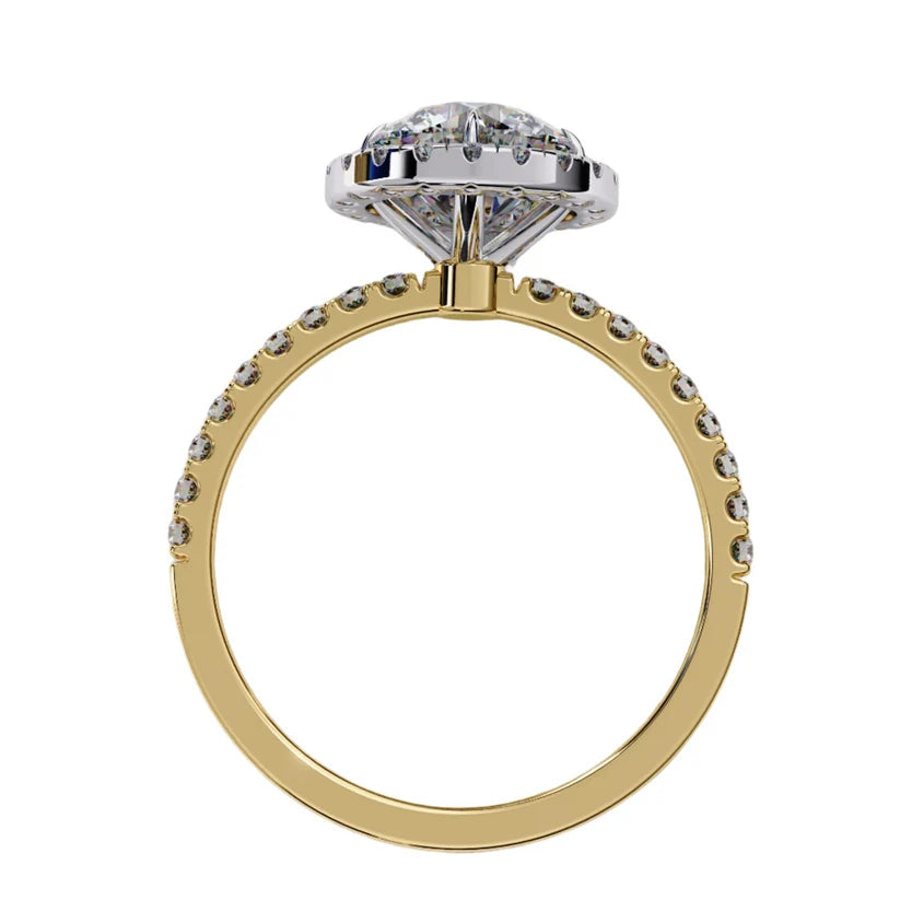 Gold Diamond Halo Engagement Ring for Women